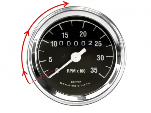Mechanical Tachometer for Detroit Diesel Engines - with hourmeter. RH 1:2 3500 RPM