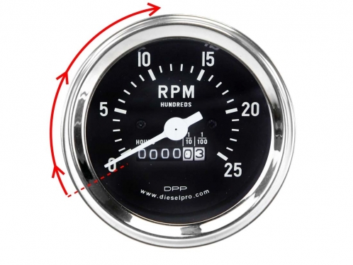 Mechanical Tachometer for Detroit Diesel Engines - with hourmeter. 1:1 2500 RPM