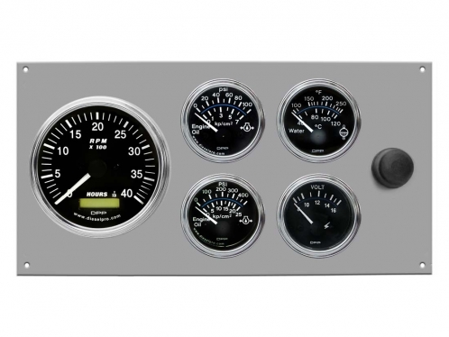 Stainless Steel Gauge Panel Set With Sender, 12V