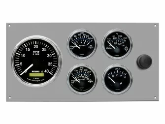 Marine Gauge Panel,Complete 24 volts gauge set,engine starter botton,stainless steel panel,Heavy Duty,PANEL24VSE,Tach with Sender