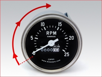 Engine gauges,Detroit Diesel Engine,mechanical,Tachometer with Hourmeter,RH 1 :1,2500 rpm,5658115,Tacometro con Horometro RH 1 : 1 Ratio 2500rpm