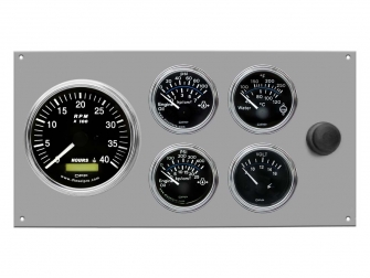 Marine Gauge Panel,Complete 12 volts gauge set,engine starter botton,stainless steel panel,Heavy Duty,PANEL12VSE,Tach with Sender