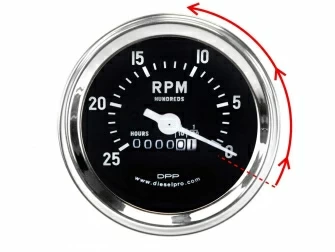 Engine gauges,mechanical,Detroit Diesel Engine,Tachometer with Hourmeter,LH 1 :1,2500 rpm,5658113,Tacometro con Horometro Izquierda 1 :1 Ratio 2500rpm