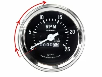 Engine gauges,Detroit Diesel Engine,mechanical,Tachometer with Hourmeter,RH 1 :1,2500 rpm,5658115,Tacometro con Horometro RH 1 : 1 Ratio 2500rpm